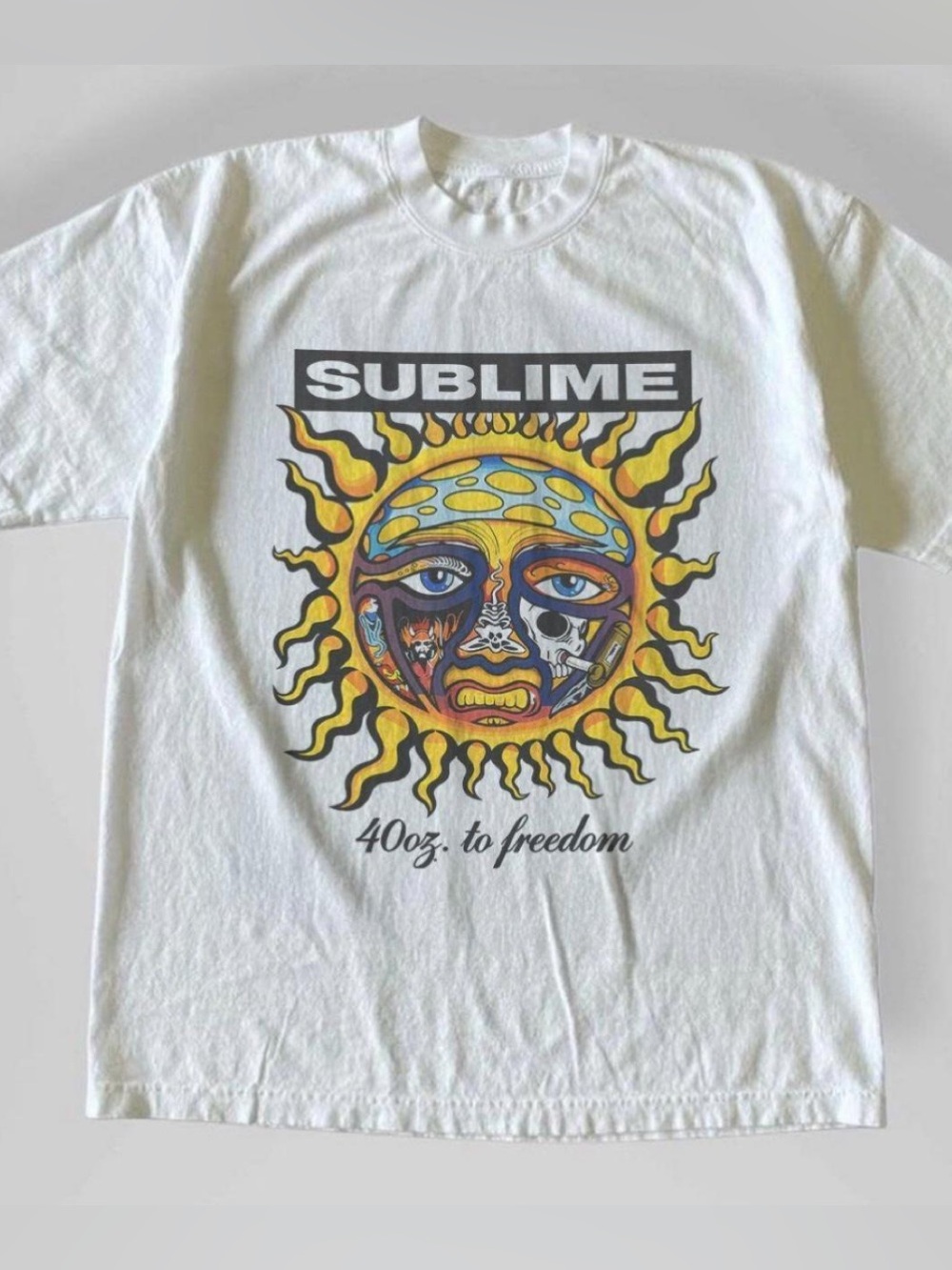 Gildan White Sun Graphic Tee, White Sublime T-Shirt For Unisex